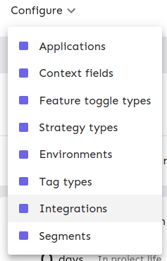 Integrations menu.